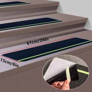 TEMU 야광 미끄럼 방지 테이프 4개 세트 | 두꺼운 계단 미끄럼 방지 스트립 | 방수 반사 안전 바닥 스티커 | 욕실, 수영장 및 계단에 특화 | 할로윈 및 크리스마스 안전 장식 (15Cmx61Cm/10Cmx76Cm)