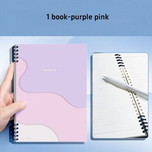 TEMU 레트로 & 수채화 스타일 루즈리프 노트북 - 분리 가능한 가로 줄무늬 페이지와 하드 PP 커버, 공부, 사무실용 - 휴대용 과목 노트, 레트로 스터디 저널