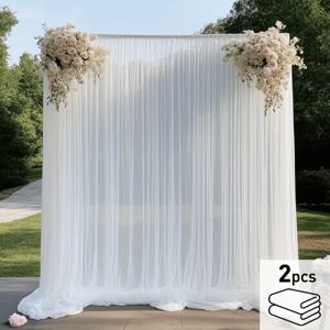 TEMU 2개입 부드러운 흰색 시어 원단, 상단 로드 포켓으로 간편하게 걸 수 있음. 웨딩, 약혼 파티, 브라이덜 샤워, 성인 생일 파티, 졸업 파티 등 대규모 행사 배경 장식에 적합