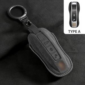 TEMU 고품질 자동차 키 커버 - 포르쉐 마칸, 파나메라, 911, 카이엔용 키 커버, 24/25 모델 전용, 풀커버 PU 가죽 마감 액세서리, 버클 포함 인조 PU 가죽 자동차 키 파우치 - 스크래치 방지, 내마모성 키체인 커버, 고급스럽고 패셔너블한 자동차 액세서리