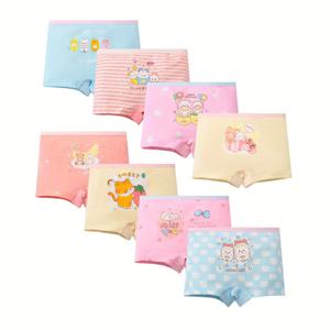 TEMU 8개입 여아용 박서 팬티, 귀여운 캐릭터 패턴 키즈 속옷, 부드럽고 통기성 좋은 학생용 팬티