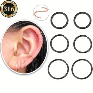 TEMU 여성을 위한 소형 귀걸이 6개 세트, 연골, 헬릭스, 트라거스 피어싱용