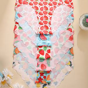 TEMU 6개입 - 과일 프린트 시리즈 편안하고 통기성 좋은 여성 속옷, 1개 부드러운 심리스 여성 팬티