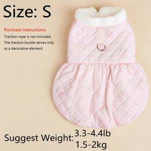 TEMU 1개 핑크 플리스 안감 인조 모피 칼라 프린트 호박 스커트 (수건 미포함) 고양이 및 강아지용, 가을 겨울 착용에 적합