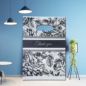 TEMU 100개입 화이트 플레인 컬러 플라워 감사 플라스틱 봉투, 다양한 사이즈, 웨딩, 생일, 추수감사절, 크리스마스, 비즈니스 선물, 매장, 의류, 파티, 재사용 가능한 플라스틱 봉투, 의류 매장 봉투, 선물 봉투, 포장 봉투, 토트백, 쇼핑백, 소매점 제품 봉투