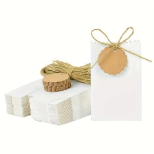 TEMU 그녀/남자를 위한 선물 세트, 라벨이 있는 빈 크라프트 종이 선물 상자 50개 세트, 생일 및 결혼식 파티 선물로 적합, 헨프 로프 포함