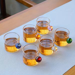 TEMU 6개 세트 라운드 핸들 밀크컵, 커피컵, 와인잔, 소형 물컵, 내열 유리제품, 친구 모임, 사무실, 휴일 선물용, 100ml/3.38oz