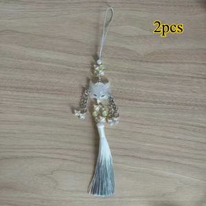 TEMU 2피스 세트 아름다운 여우 태슬 참: 휴대폰 액세서리, 가방 장식, 여성용 장식 펜던트