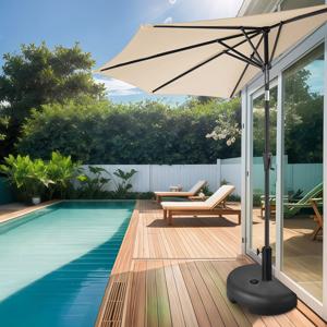 TEMU 파티오 우산 및 야외 테이블 우산 추에 적합한 고하중 반원형 물 채우기 베이스 스탠드, 분사 도장 처리된 고중량 안정적인 베이스, 수영장가, 발코니 가구용 (수정 없음)