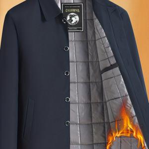 TEMU 원목 플루트 겨울 신상 중년 및 노년 남성용 라펠 두꺼운 버튼 재킷 단색 다용도 아빠 옷 따뜻한 코트