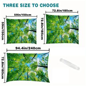 TEMU 1개 대형 풍성한 녹색 캐노피 타프 - 나뭇가지 & 잎사귀 패턴의 튼튼한 야외 햇빛 가리개, 사계절 UV 보호, 캠핑, 해변, 정원, 파티오, 피크닉, 현관, 텐트, 외장용 어닝, 그늘막, 정자, 카라반, 캠핑 장비