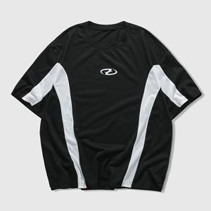 TEMU 남성용 패션 캐주얼 패치워크 프린트 반팔 티셔츠 (신상)