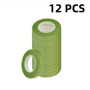 TEMU 12롤 플로럴 테이프, 줄기 랩핑 테이프, 플로리스트 테이프, 플로럴 공예 용품, 부케 줄기 랩핑, 웨딩 부케 (다크 그린, 라이트 그린, 브라운)