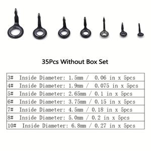 TEMU Fishtrip 35개 70개 낚싯대 가이드 수리 키트 싱글 풋 가이드 세라믹 링 가이드 (라이트 스피닝 캐스팅 & 플라이 낚싯대용) 색상: 블랙
