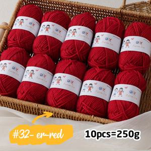 TEMU 10개 세트 아크릴 실 볼, 250g 부드럽고 편안한 멀티컬러 4겹, 수제 니팅 DIY 스웨터, 모자, 장갑, 스카프 및 기타 공예용, 25g/롤