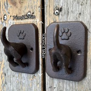 TEMU 2개 세트 헤비듀티 주철 후크 | 벽걸이형 고양이 & 강아지 꼬리 후크, 다기능 벽 장식 및 수납, 애완동물 목줄, 열쇠 후크, 코트 후크에 적합, 쉬운 설치, 공간 절약, 현관, 거실, 침실, 욕실 장식에 이상적, 애완동물 애호가를 위한 완벽한 선물, 재미있는 발자국 디자인