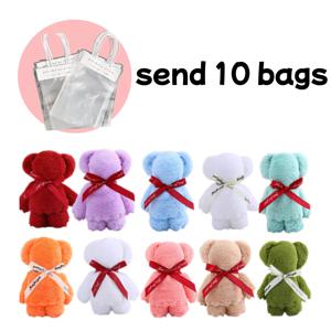 TEMU 그녀/남자를 위한 선물 10마리 곰돌이 10개 봉투 플러시 곰돌이 수건 박스 세트 (투명 봉투) – 발렌타인데이, 결혼식, 생일, 어버이날 및 파티 선물로 선택 가능, 색상 랜덤