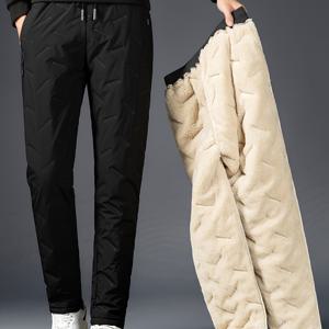 TEMU 겨울용 두꺼운 보온 폴라 플리스 블랙 레그 팬츠, 단품