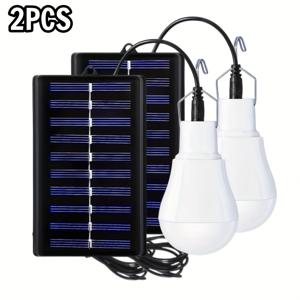 TEMU 2개 세트 태양광 전구, 휴대용 태양광 LED 비상등, 야외 휴가 장식 조명 기둥등 - 정원, 캠핑 텐트, 실내외 창고, 야간 낚시, 닭장용