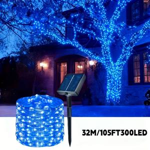 TEMU 1줄 태양광 요정 풍경 리튬 전기 조명 줄, 휴일 장식 조명, IP54, 야외 조명 스트립, 정원, 광장, 파티, 결혼식, 나무, 길, 울타리, DIY 조경 조명 등 다양한 장면에 적합