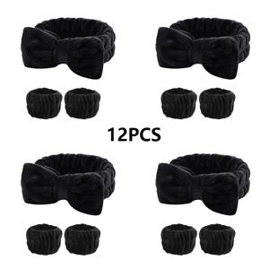 TEMU 12개 페이셜 헤어밴드 및 손목 밴드 세트, 스파 사용에 적합, 메이크업 및 페이셜 사용, 부드러운 탄성 라이트 베이지 케어 클리닝 키트, 발렌타인데이 선물, 여성에게 최고의 선물, 여행, 가정용, 결혼식 선물로 편리함