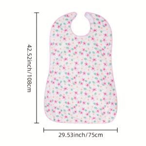 TEMU 부드럽고 통기성이 좋은 소재로 제작된 인기 오버사이즈 성인용 턱받이입니다. 다양한 색상의 프린트 디자인으로 제공되며 세탁 및 재사용이 가능합니다. 사계절에 적합하며 노인 요양원에 이상적입니다.