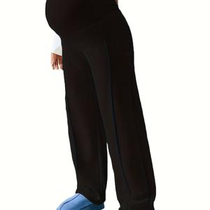 TEMU 탄력 있는 배를 위한 고허리 임신 바지 - 솔리드 컬러 레그 트라우저, 세탁기 사용 가능한 수유복, 여성용 사계절 착용