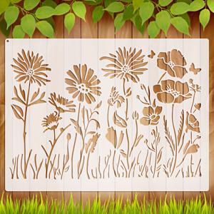 TEMU 재사용 가능한 12×16인치 플로럴 스텐실 - 데이지, 파파야, 야생화, 나비 디자인의 대형 사이즈 - 페인팅, 벽 아트, 스크랩북, 홈 데코에 적합하며, , 트레이싱, 스프레이 페인팅, 캔버스, 종이, 천에 적합