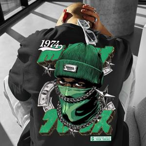 TEMU 남성용 어반 스트리트웨어 티셔츠 - 라벤더 퍼플 & 머니 백 체인 프린트 - 라운드넥 캐주얼 힙합 콘서트 파티 의상 - 대담한 머니 모티프, 통기성, 세탁기 사용 가능, 젊은 패션