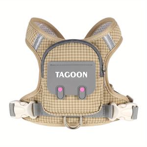 TEMU (소형견) 새로운 경량 강아지 하네스 체스트 백팩, 통기성 메시, 백팩 포함, 강아지 배변 봉투 수납 가능, 소형견 야외 산책 및 레저에 적합, 견인 후크 포함, 견인 가능 (프렌치 불독, 퍼그, 비글, 비숑, 슈나우저)