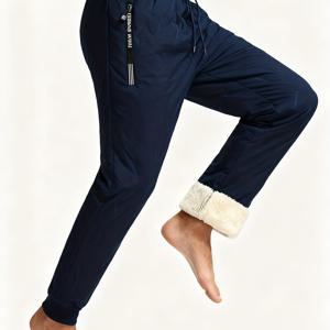 TEMU 남성용 두꺼운 보온 조거 팬츠 - 지퍼 포켓이 있는 겨울용 러닝 팬츠, 논스트레치 소재, 블랙 피트니스 팬츠, 헬스장, 하이킹, 겨울 운동에 적합 - 손세탁 가능, 조절 가능한 드로스트링 허리, 캐주얼 스타일