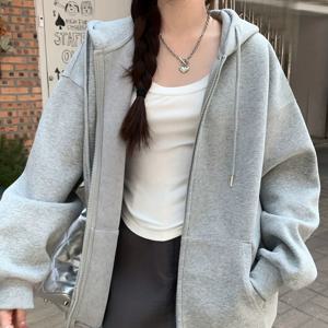 TEMU D90 - 지퍼업 후드티, 트렌디하고 패셔너블하며, 가을, 겨울에 편안하고 캐주얼한 스타일로 일상적인 출퇴근에 완벽합니다. 이 새로운 모델은 드로스트링 후드가 특징이며, 단색 상의이며, 여성용 의류, 상의만 해당이며 하의는 포함되어 있지 않습니다.