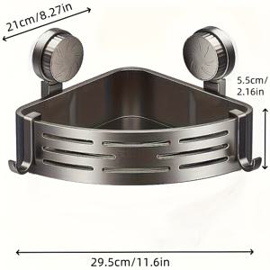 TEMU 공간절약형 흡착식 욕실 선반 - 드릴링 필요 없음, 강력한 삼각형 선반 후크 포함, 샤워실 및 화장실 벽/타일에 적합, 다기능 수납 정리대, 사계절 사용 가능