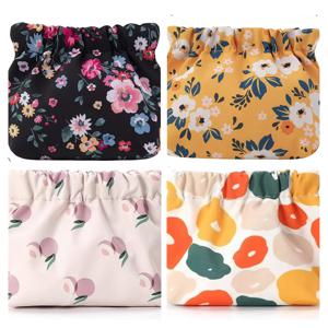 TEMU 4개 패션 휴대용 자동 잠금 메이크업 가방, 동전 지갑, 데이터 케이블 이어폰 가방 및 기타 작은 수납 가방, 양쪽에 열을 두어 디자인된 수납 가방, 자동 잠금