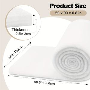 TEMU 1개 0.8인치 두께 패브릭 퀼트 솜, 59 x 90인치 폴리에스터 솜, 쿠션 베개, 침대보, 패딩, 공예, DIY 프로젝트, 인테리어 장식용 솜, 크리스마스 눈 담요 (160g/㎡), 침대보 충전재,공예 용품,플러시 패딩,포근한 충전재, 스터핑,고밀도 섬유,이불 충전재,패딩 소재,DIY 취미 애호가,가구 제작자