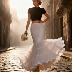 TEMU 인어 스타일 웨딩 드레스 슬립 1개, 우아한 인어 테일을 위한 튤 슬립, 결혼식, 무도회, 파티, 크리스마스 선물에 적합