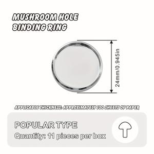 TEMU 스테인리스 스틸 금속 바인더링 11개 - 다양한 사이즈 24/28/32mm, 플래너 및 일상 사무용품에 적합. 링 바인더 버섯구멍 수납용 시트 디스크, 바인더 노트북 T타공 시트 디스크