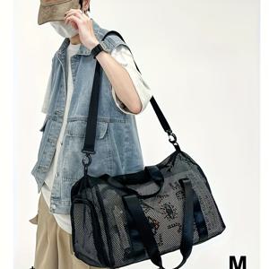 TEMU 대용량 남녀공용 메시 타이다이 여행용 스트리트 스타일 크로스바디 백, 스포츠, 피트니스 및 요가용 간편한 수납 가방, 초경량 통기성 습식 및 건식 분리 해변 휴가 가방, 독립적인 신발 수납 공간이 있는 토트백