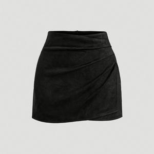 TEMU 빈티지 이탈리안 스타일 플리츠 메일라드 컬러 미니 스커트, 섹시한 다크톤 스네이크 프린트 디자인, 가을과 겨울에 적합