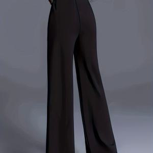 TEMU 여성용 하이웨이스트 팬츠 - 우아한 루즈핏 사선 포켓 바지, 직장 및 출퇴근용, 단색 전문가용 블라우스 바지, 기계 세탁 가능 - 팬츠