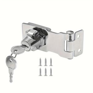 TEMU 1세트 키드 하스프 자물쇠, 헤비듀티 2-in-1 홈 하드웨어 보안 자물쇠 (키락 & 데드볼트) - 90도 회전 잠금 메커니즘, 금속/목재 캐비닛, 책상, 옷장, 서랍, 공구함, 우편함, 사무실, 차고 자물쇠용 쉬운 설치