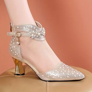 TEMU 새로운 봄/여름 라인스톤 하이힐 메쉬 앵클 부츠, 포인티드 토, 패셔너블하고 스타일리시, 치파오와 잘 어울림, 메쉬 부츠, 홀아웃 클로즈드 토 샌들, 여성 신발