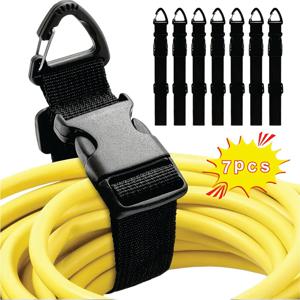 TEMU 7개 묶음 17.72인치 검정색 조절 가능한 연장 코드 정리대 | 스튜디오 및 차고 정리를 위한 튼튼한 폴리프로필렌 케이블 관리 클립 (카라비너 3개 포함), 편리한 디자인, 견고한 구조