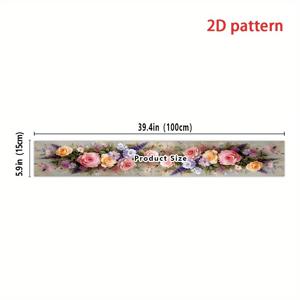 TEMU 싱글, 폴리에스터 섬유 건조 매트, 주방 및 침실 좁은 창턱용 장식 및 보호 매트, 창턱 수납 매트, 부드럽고 흡수력이 뛰어남, 우아한 플로럴 프린트 테이블 매트 - 생생한 장미와 라벤더 꽃