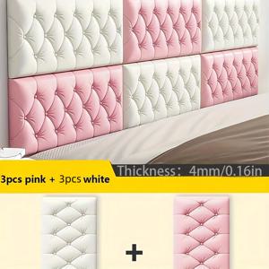 TEMU 6개입 접착식 충격방지 벽패널 타타미 매트 - 침실용, 펠 & 스틱 설치, 부드러운 백킹, 침대/헤드보드 패딩