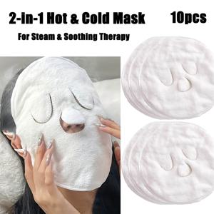 TEMU 10개 재사용 가능한 온냉 겸용 페이셜 타월 마스크 | 두꺼운 스팀 스파 페이스 타월 (눈 구멍 포함), 무향, 전기 불필요, 민감성 피부용 보습 딥 클렌징