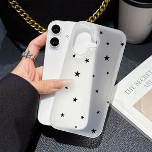TEMU 휴대폰 케이스 - 1개 블랙 스타 트렌디 패턴 프로스트 반투명 풀 랩 TPU 폰 케이스, 아이폰 16 15 14 13 12 11 Pro Max 13 12 Mini X Xr Xs 8 7 Plus 폰 커버에 적합