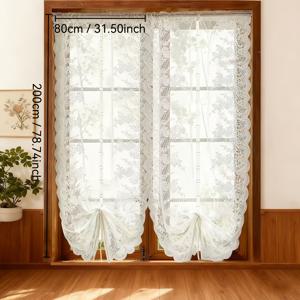 TEMU 프렌치 스타일 이중列 꽃무늬 로맨 카페 주방용 짧은 커튼 2개 세트, 디자인, 거실, 침실, 카페, 사무실 장식용 소형 커튼