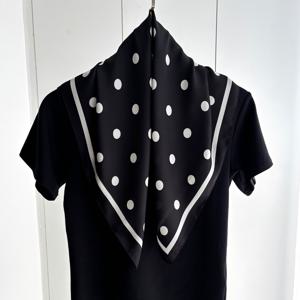 TEMU 여성용 100% 실크 우아한 스카프 - 스퀘어 도트 프린트 숄 (27.56*27.56인치), 부드러운 논스트레치 넥 랩, 헤어 반다나 & 폰초, 일상 착용, 항공 여행, 웨딩, 파티용 - 손세탁 가능한 럭셔리 액세서리