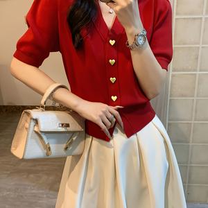 TEMU 우아한 아이스 반팔 가디건 신상 패션 버블 슬리브 숏 탑